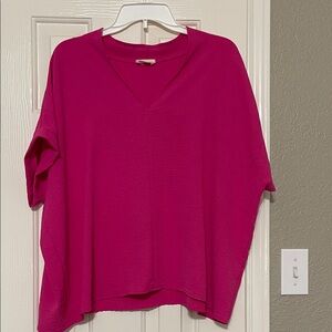 Women's Pink V-Neck Top